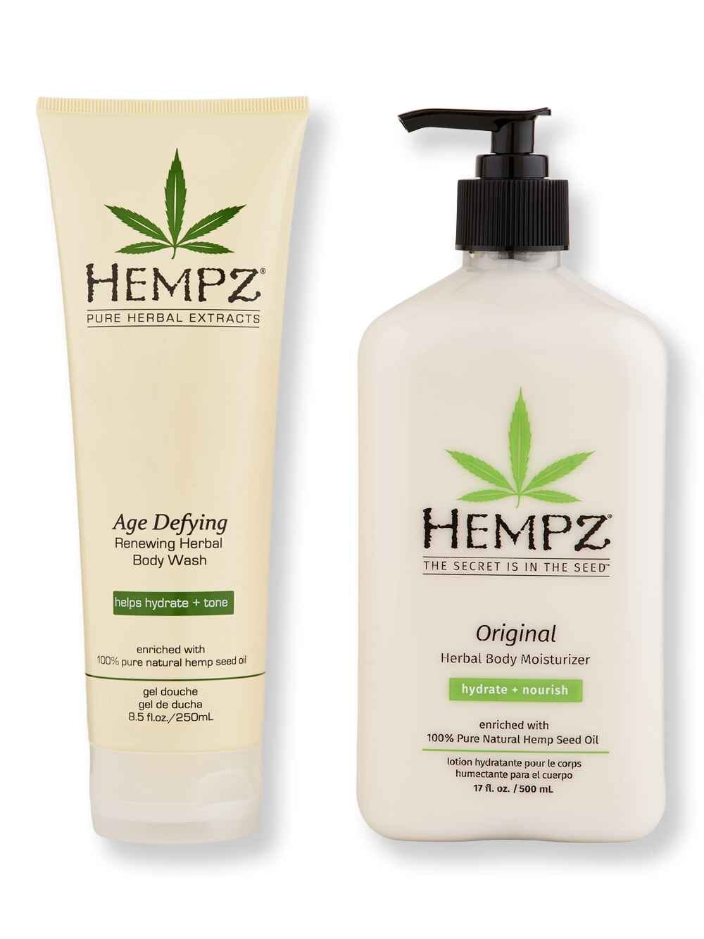 Hempz Hempz Age Defying Herbal Body Wash 8.5 oz & Original Herbal Body Moisturizer 17 oz Bath & Body Sets 