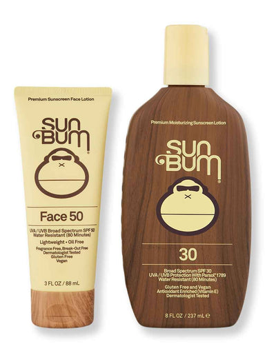 Sun Bum Sun Bum Original SPF 30 Sunscreen Lotion 8 oz & SPF 50 Clear Face Lotion 3 oz Body Sunscreens 