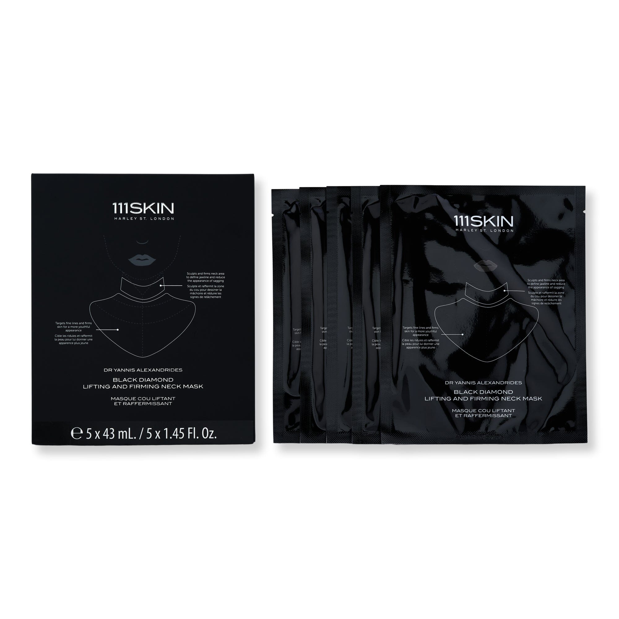 111SKIN 111SKIN Black Diamond Lifting & Firming Neck Mask Decollete & Neck Creams 43 ml 5 Ct 