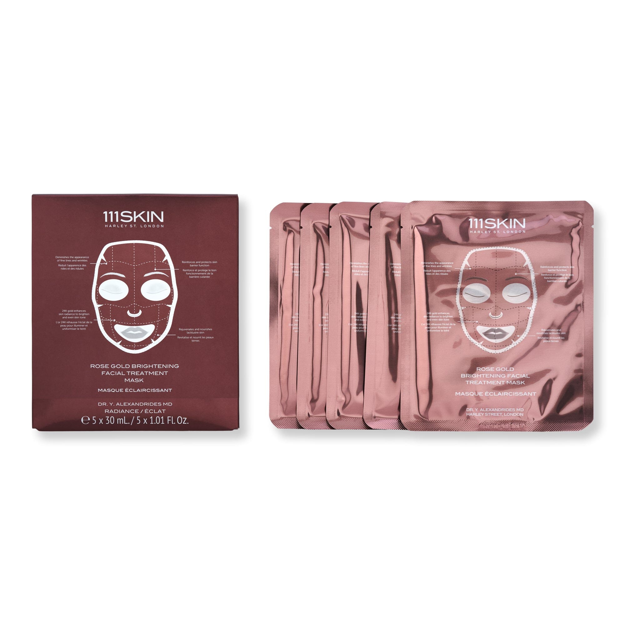 111SKIN 111SKIN Rose Gold Brightening Facial Treatment Mask Face Masks 30 ml 5 Ct 