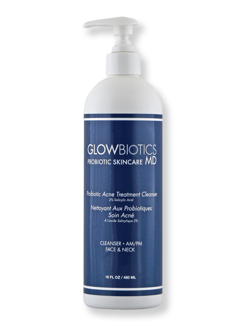 Glowbiotics Probiotic Acne Treatment Cleanser 2% Salicylic Acid 16 oz