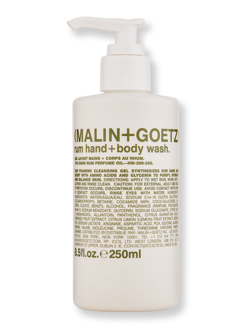 Malin + Goetz Rum Hand+Body Wash 8.5 oz250 ml