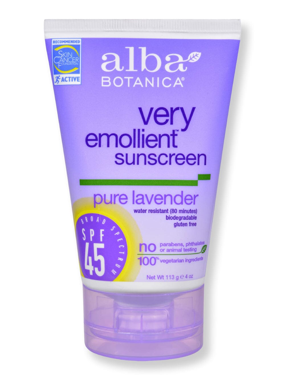 Alba Botanica Alba Botanica Very Emollient Sunblock SPF 45 Lavender Body Sunscreens 4 oz 