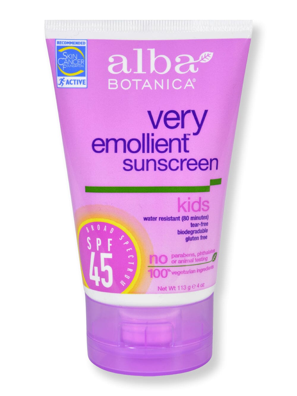 Alba Botanica Alba Botanica Very Emollient Sunscreen for Kids SPF 45 Body Sunscreens 4 oz 