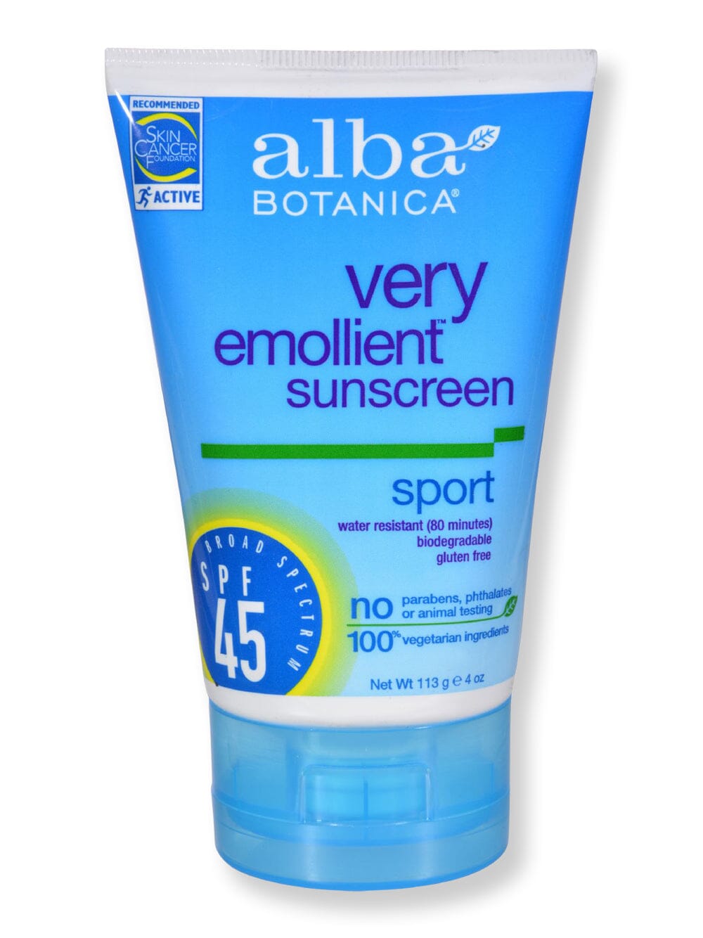 Alba Botanica Alba Botanica Very Emollient Sunscreen Sport SPF 45 Body Sunscreens 4 oz 