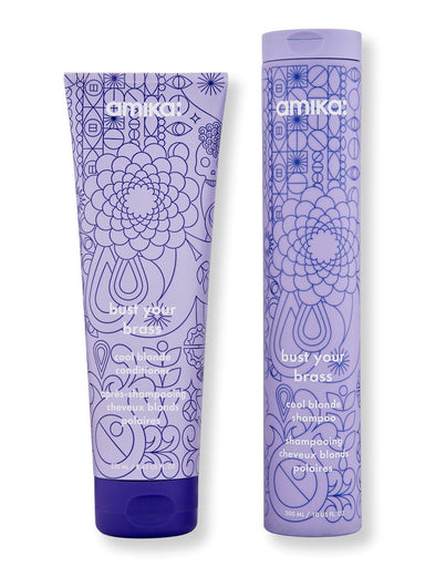 Amika Amika Bust Your Brass Cool Blonde Shampoo 10.1 oz & Conditioner 8.5 oz Hair Care Value Sets 