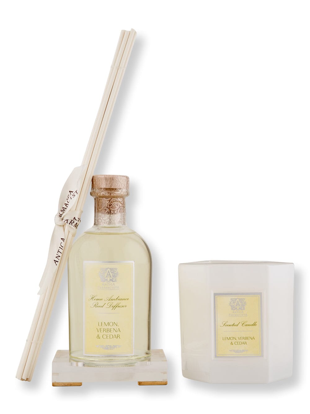 Antica Farmacista Antica Farmacista Lemon, Verbena & Cedar Acrylic Home Ambiance Gift Set Candles & Diffusers 