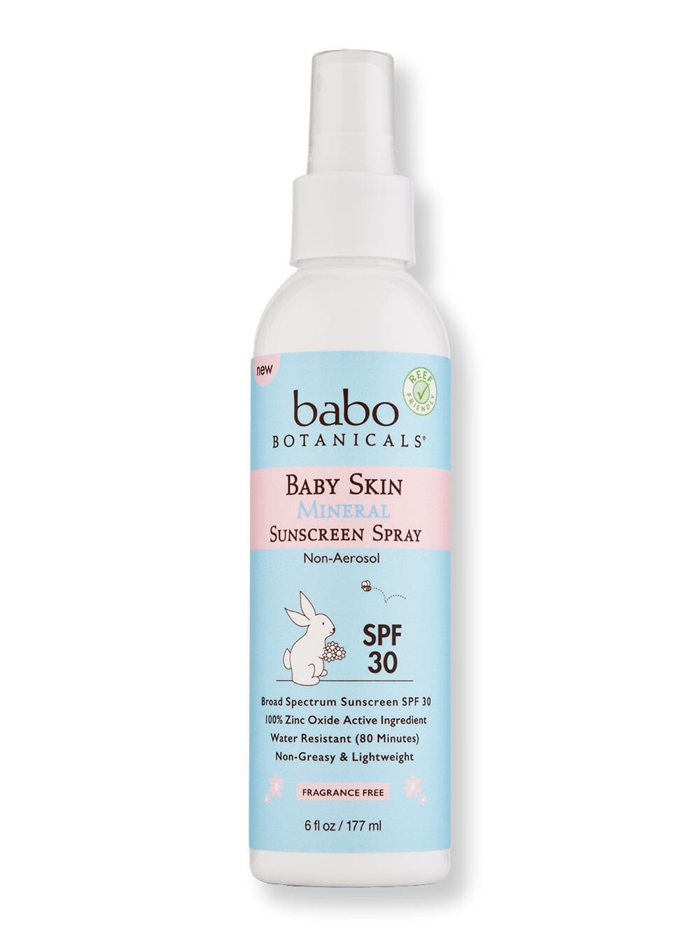 Babo Botanicals Babo Botanicals Baby Skin Mineral Sunscreen Spray Non-Aerosol Fragrance Free SPF 30 Body Sunscreens 6 oz 