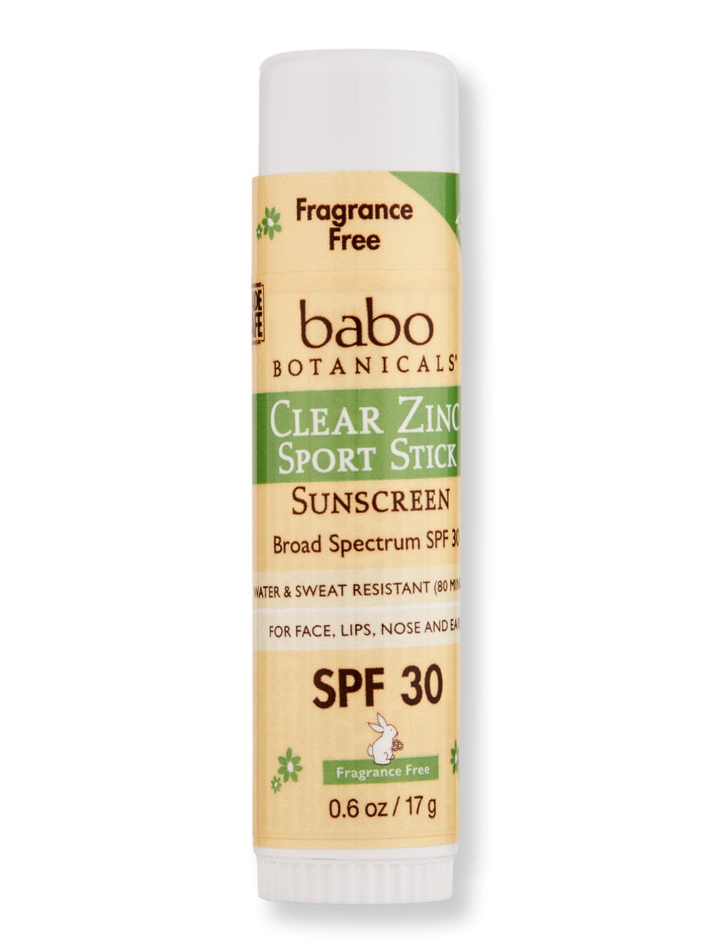 Babo Botanicals Babo Botanicals Clear Zinc Fragrance Free Sport Stick SPF30 Body Sunscreens .6 oz 