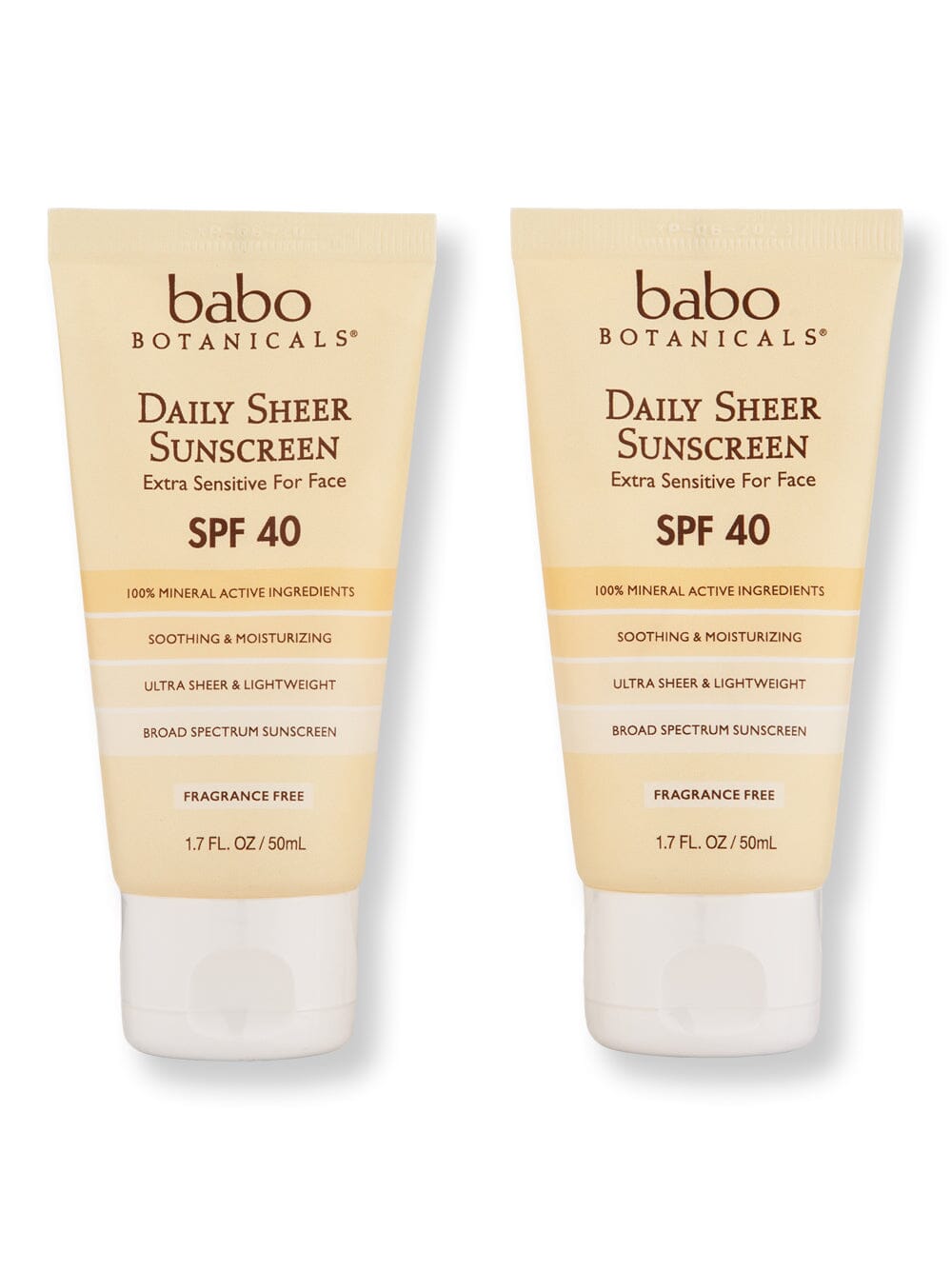 Babo Botanicals Babo Botanicals Daily Sheer Facial Sunscreen SPF 40 Fragrance Free 2 Ct 1.7 oz Face Sunscreens 