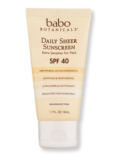 Babo Botanicals Babo Botanicals Daily Sheer Facial Sunscreen SPF 40 Fragrance Free Body Sunscreens 1.7 oz 