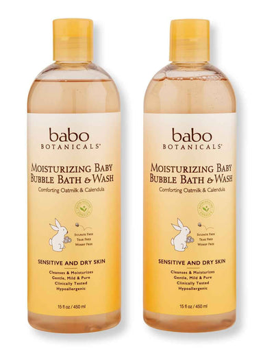 Babo Botanicals Babo Botanicals Moisturizing Baby Bubble Bath & Wash 2 Ct 15 oz Shower Gels & Body Washes 