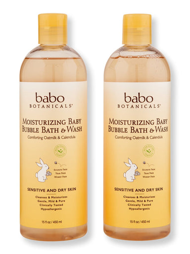 Babo Botanicals Babo Botanicals Moisturizing Baby Bubble Bath & Wash 2 Ct 15 oz Shower Gels & Body Washes 