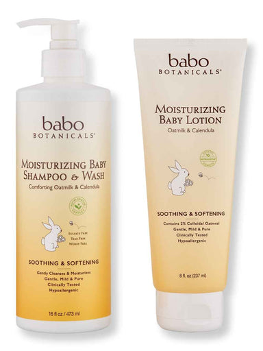Babo Botanicals Babo Botanicals Moisturizing Baby Shampoo & Wash 16 oz & Moisturizing Baby Lotion 8 oz Baby Skin Care 