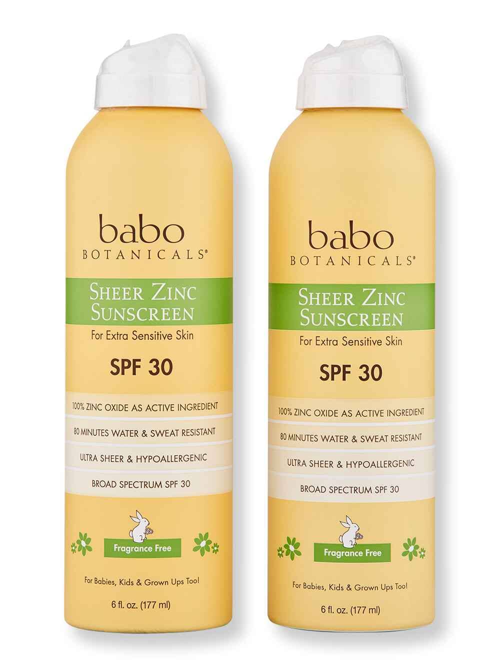 Babo Botanicals Babo Botanicals Sheer Zinc Continuous Spray Sunscreen SPF 30 2 Ct 6 oz Body Sunscreens 