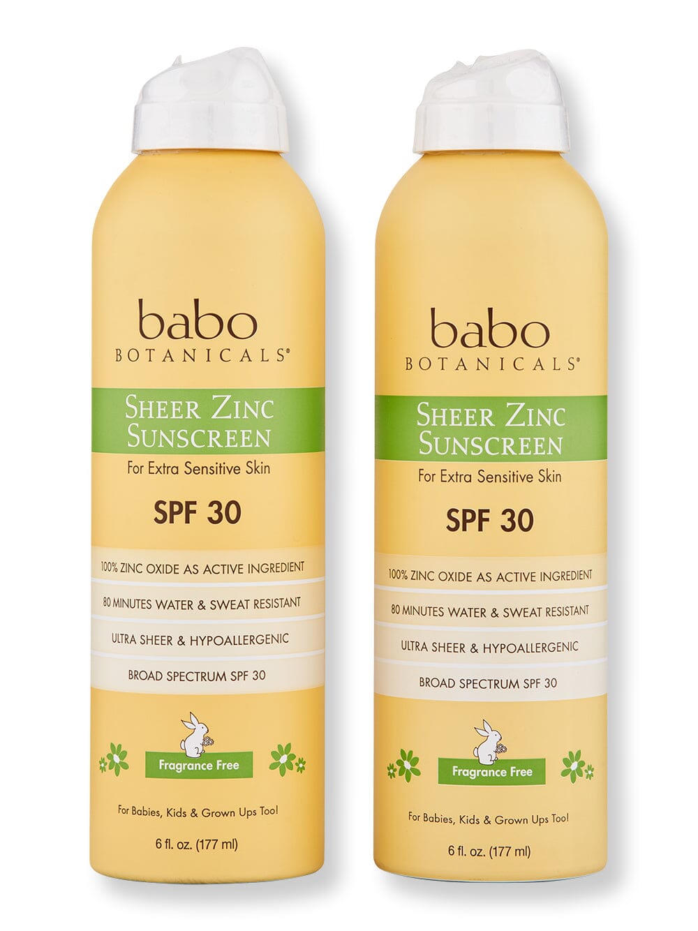 Babo Botanicals Babo Botanicals Sheer Zinc Continuous Spray Sunscreen SPF 30 2 Ct 6 oz Body Sunscreens 