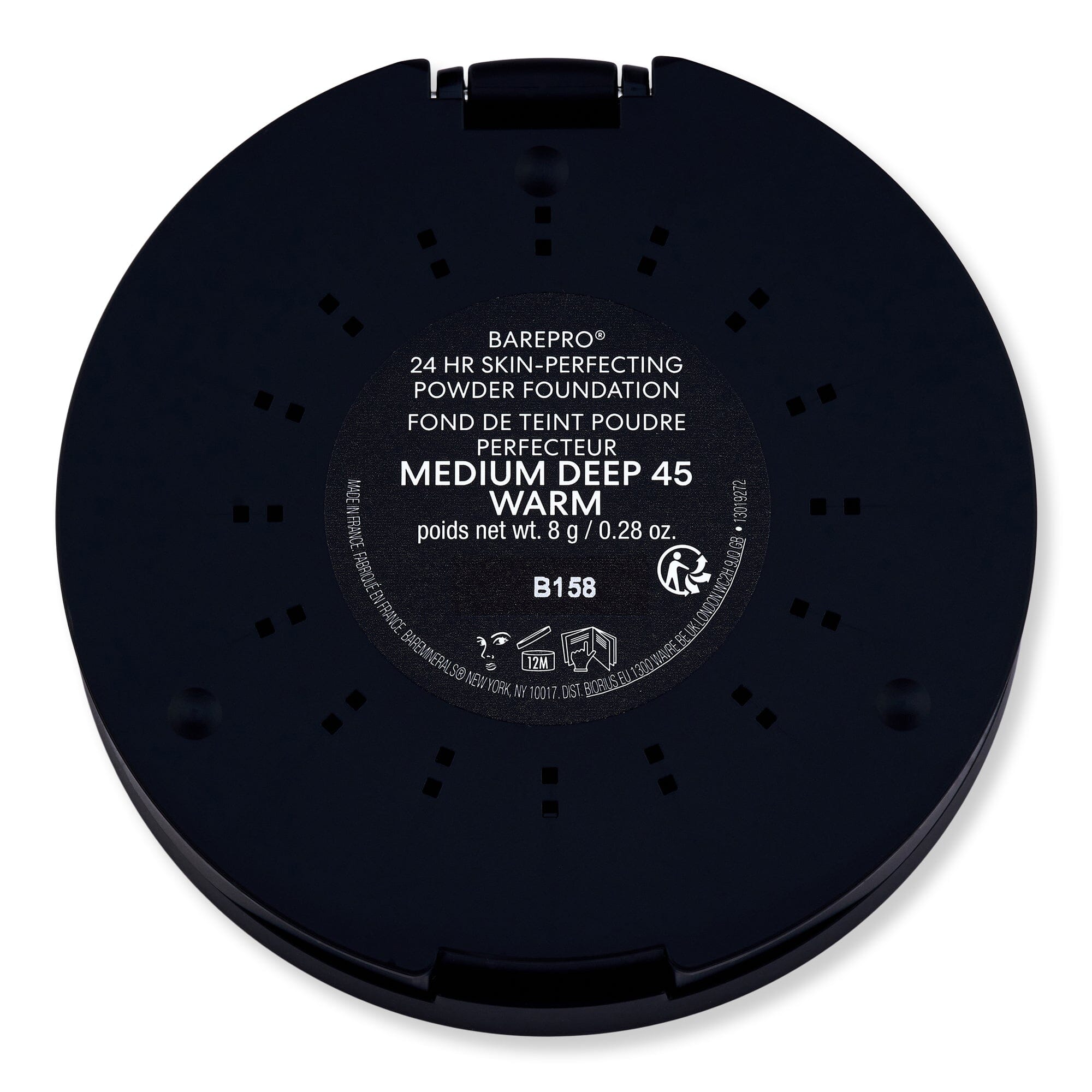 Bareminerals Bareminerals BarePro 24HR Skin-Perfecting Powder Foundation 0.28 oz 8 g Medium Deep 45 Warm Tinted Moisturizers & Foundations 