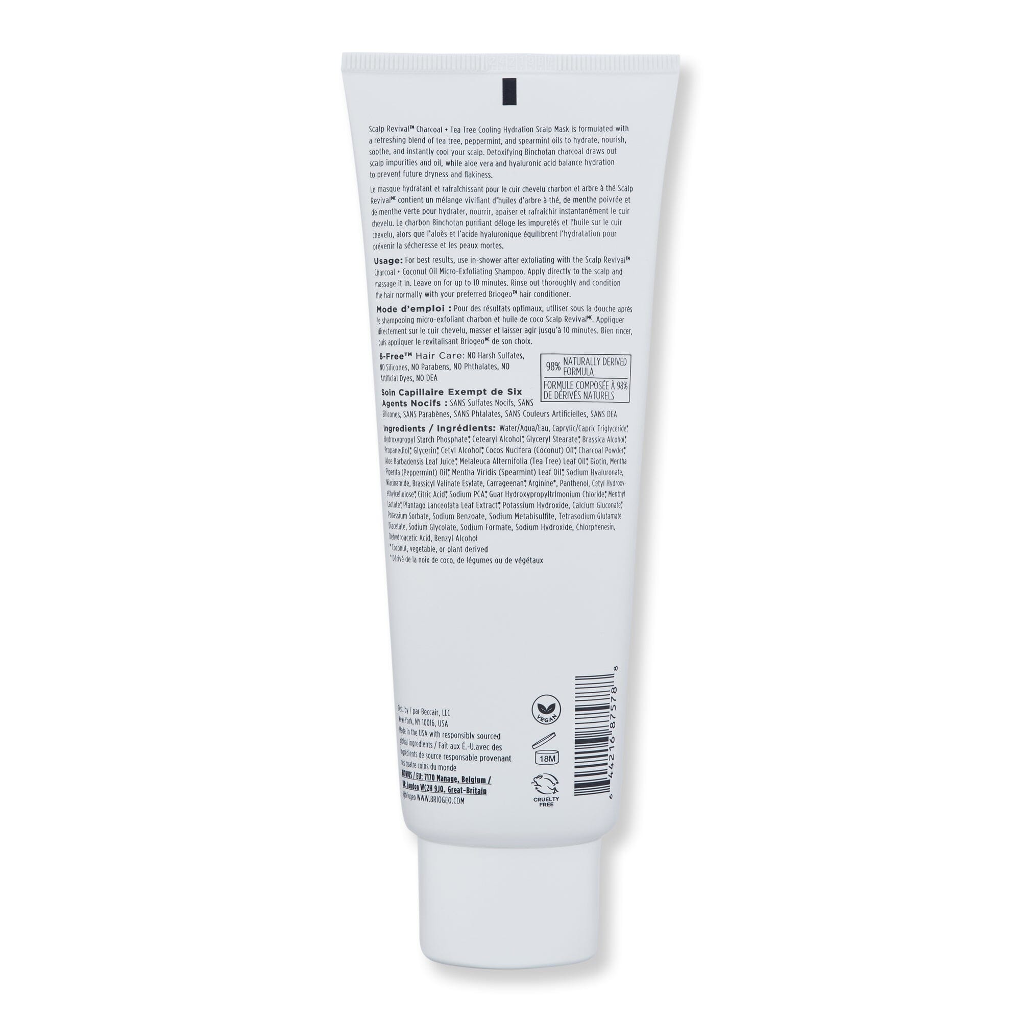 Briogeo Briogeo Scalp Revival Charcoal + Tea Tree Cooling Hydration Scalp Mask 6 oz 177 ml Hair Masques 