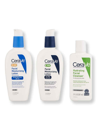 CeraVe CeraVe Facial Moisturizing Lotion AM 3oz, Facial Moisturizing Lotion PM 3oz, & Hydrating Cleanser 3oz Skin Care Kits 