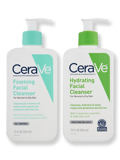 CeraVe CeraVe Foaming Facial Cleanser 12 oz & Hydrating Cleanser 12 oz Face Cleansers 