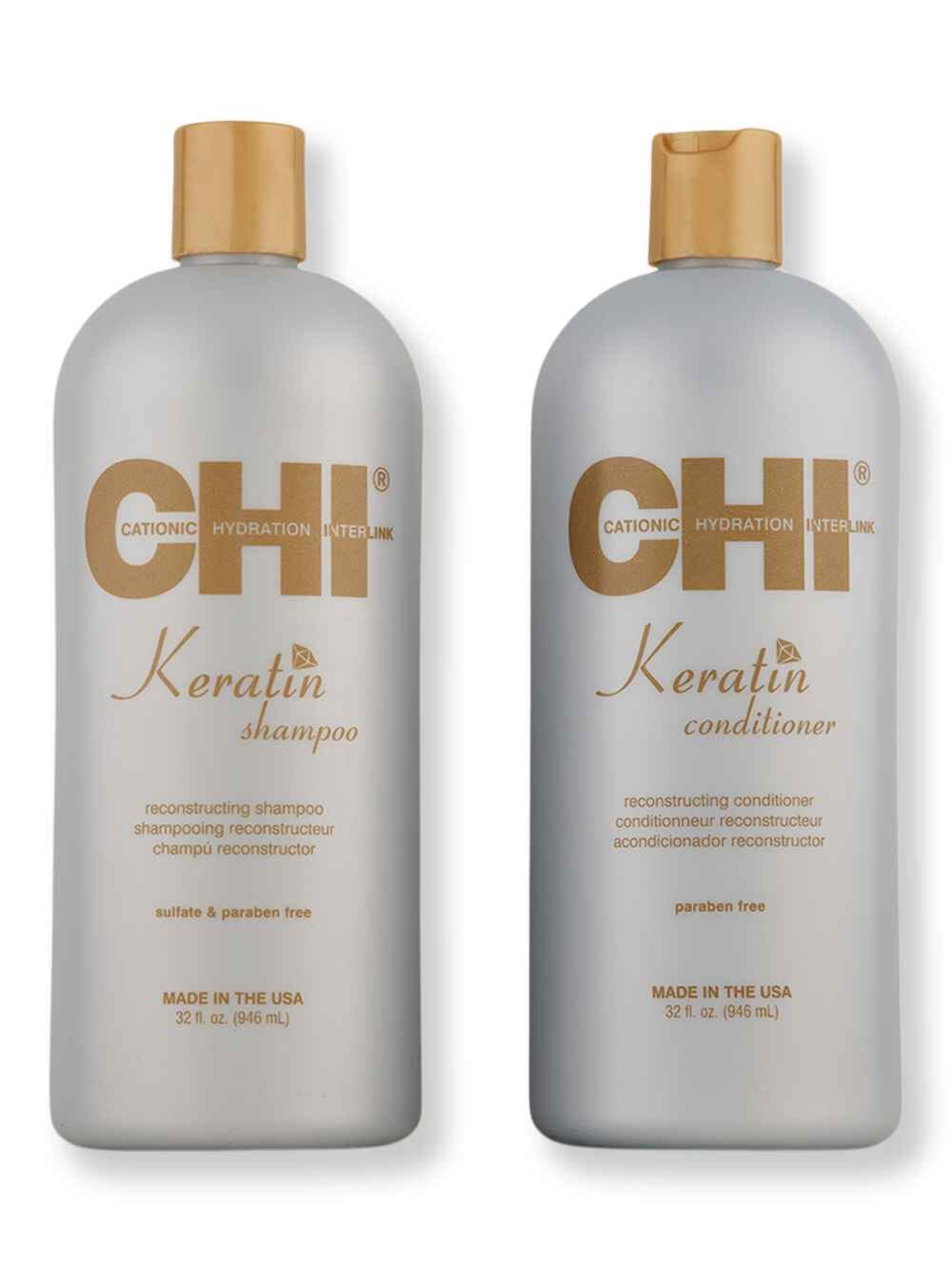 CHI CHI Keratin Shampoo & Conditioner 32 oz Hair Care Value Sets 