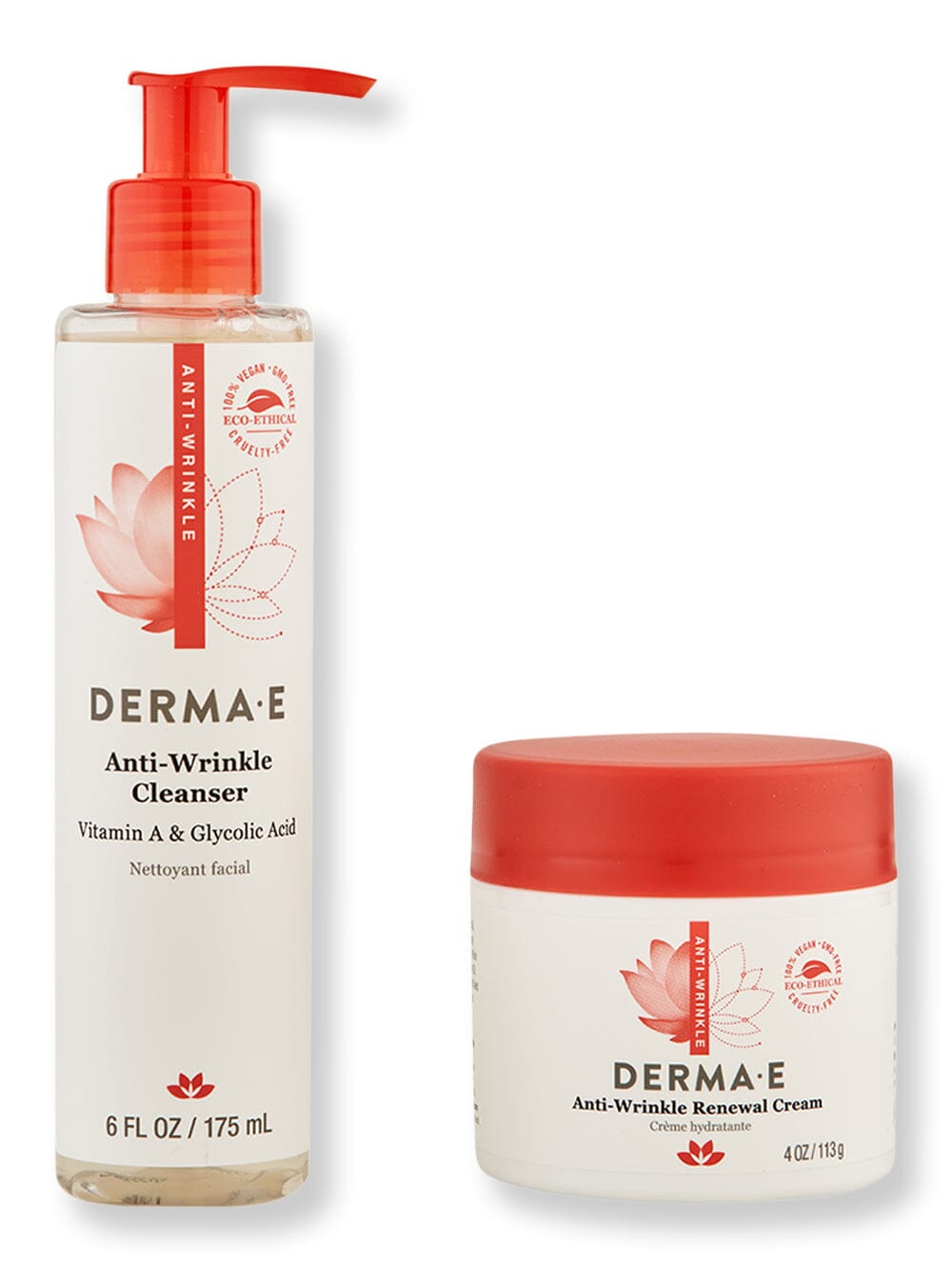 Derma E Derma E Anti-Wrinkle Cleanser 6 oz & Renewal Cream 4 oz Skin Care Kits 