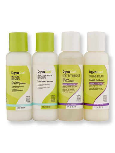 DevaCurl DevaCurl No-Poo 3oz, One Condition 3oz, Light Defining Gel 3oz, & Styling Cream 3oz Hair Care Value Sets 