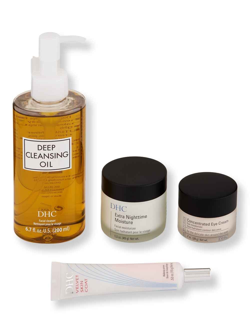 DHC DHC Deep Cleansing Oil 6.7 oz, Concentrated Eye Cream 0.7 oz, Extra Nighttime Moisture 1.5 oz, & Velvet Skin Coat .52 oz Bath & Body Sets 