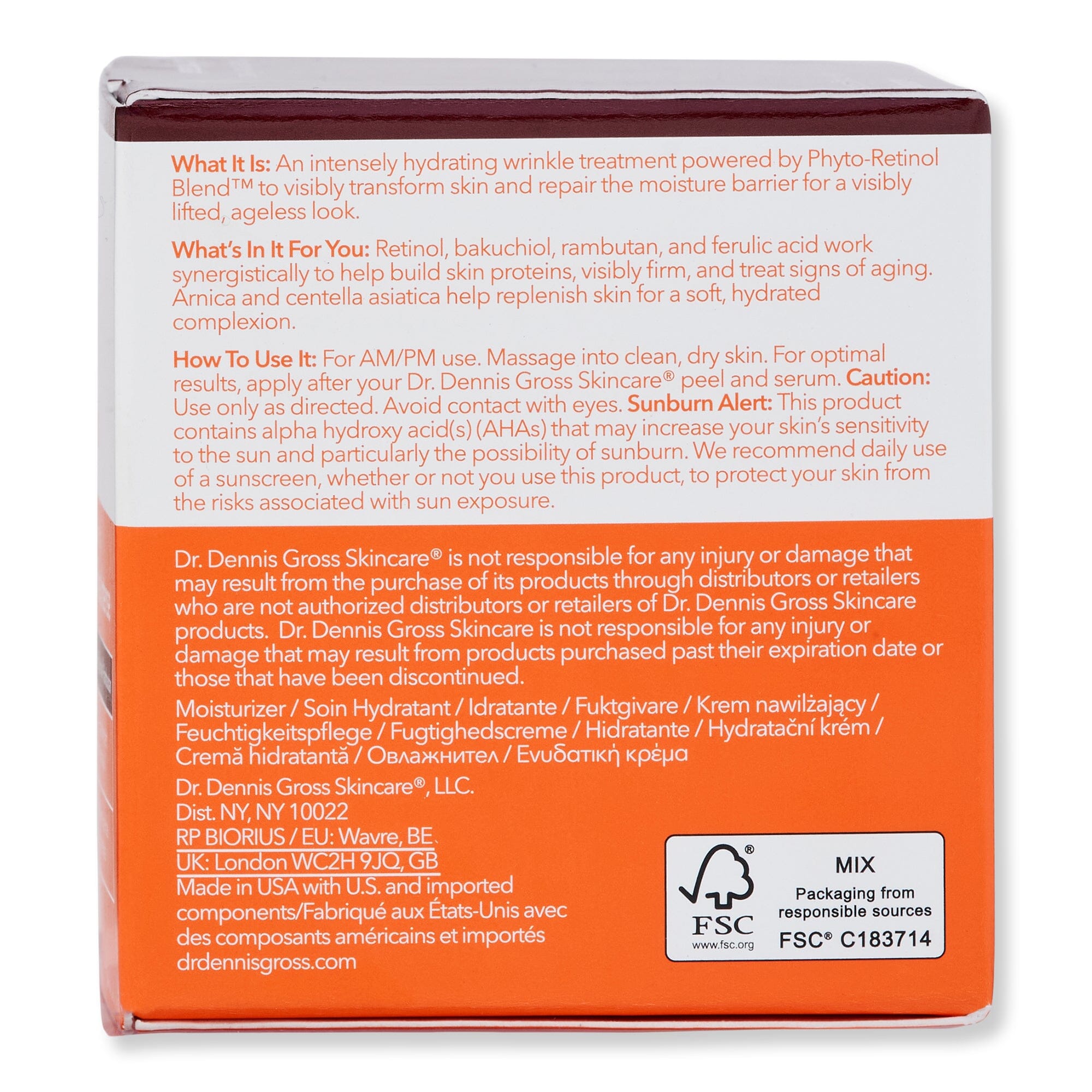 Dr. Dennis Gross Dr. Dennis Gross Advanced Retinol + Ferulic Intense Wrinkle Cream 2 oz 60 ml Skin Care Treatments 