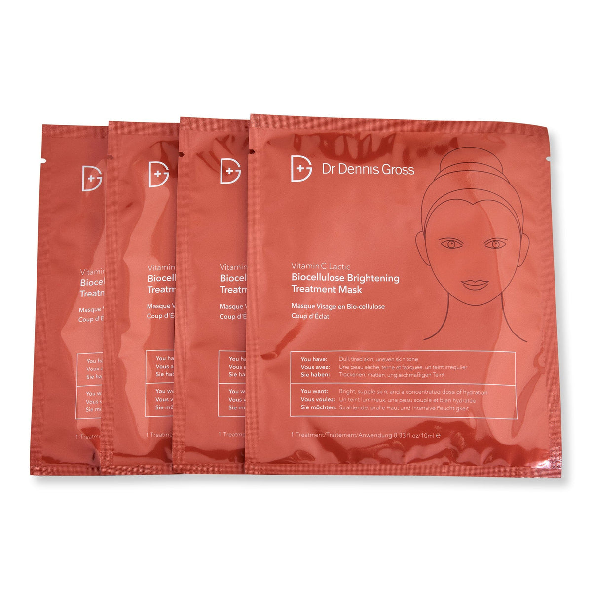 Dr. Dennis Gross Dr. Dennis Gross Vitamin C Lactic Biocellulose Brightening Treatment Mask Face Masks 4 Ct 