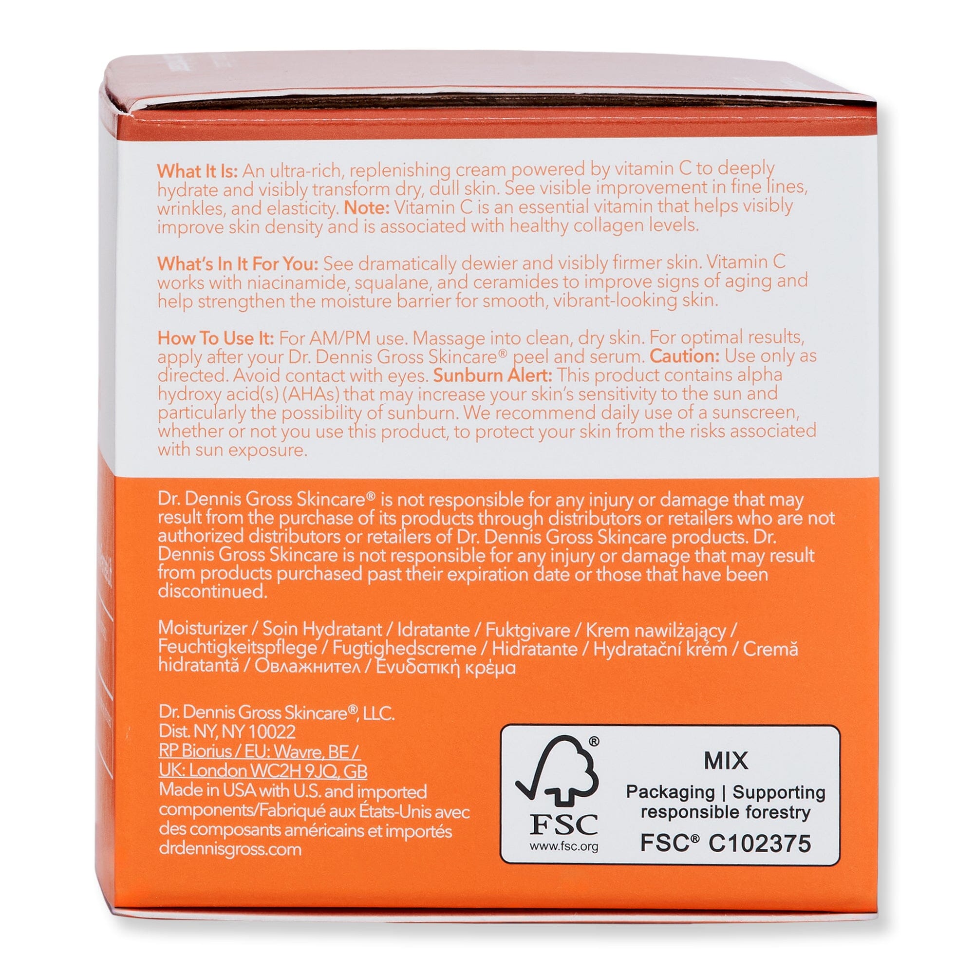 Dr. Dennis Gross Dr. Dennis Gross Vitamin C Lactic Dewy Deep Cream 2 fl oz 60 ml Skin Care Treatments 