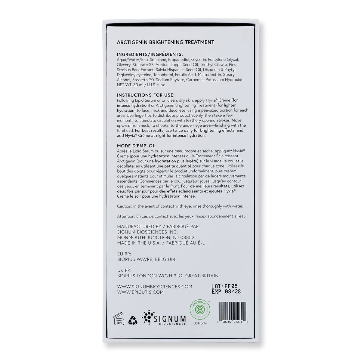 Epicutis Epicutis Arctigenin Brightening Treatment Skin Care Treatments 