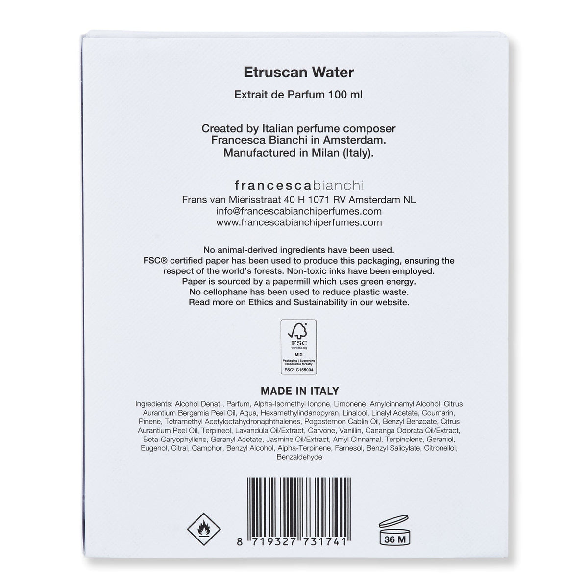 Francesca Bianchi Francesca Bianchi Etruscan Water Extrait de Parfum Perfume 