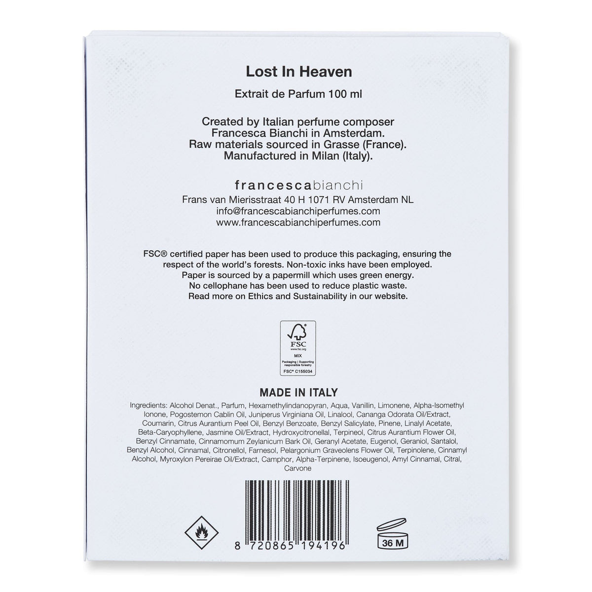 Francesca Bianchi Francesca Bianchi Lost In Heaven Extrait de Parfum Perfume 