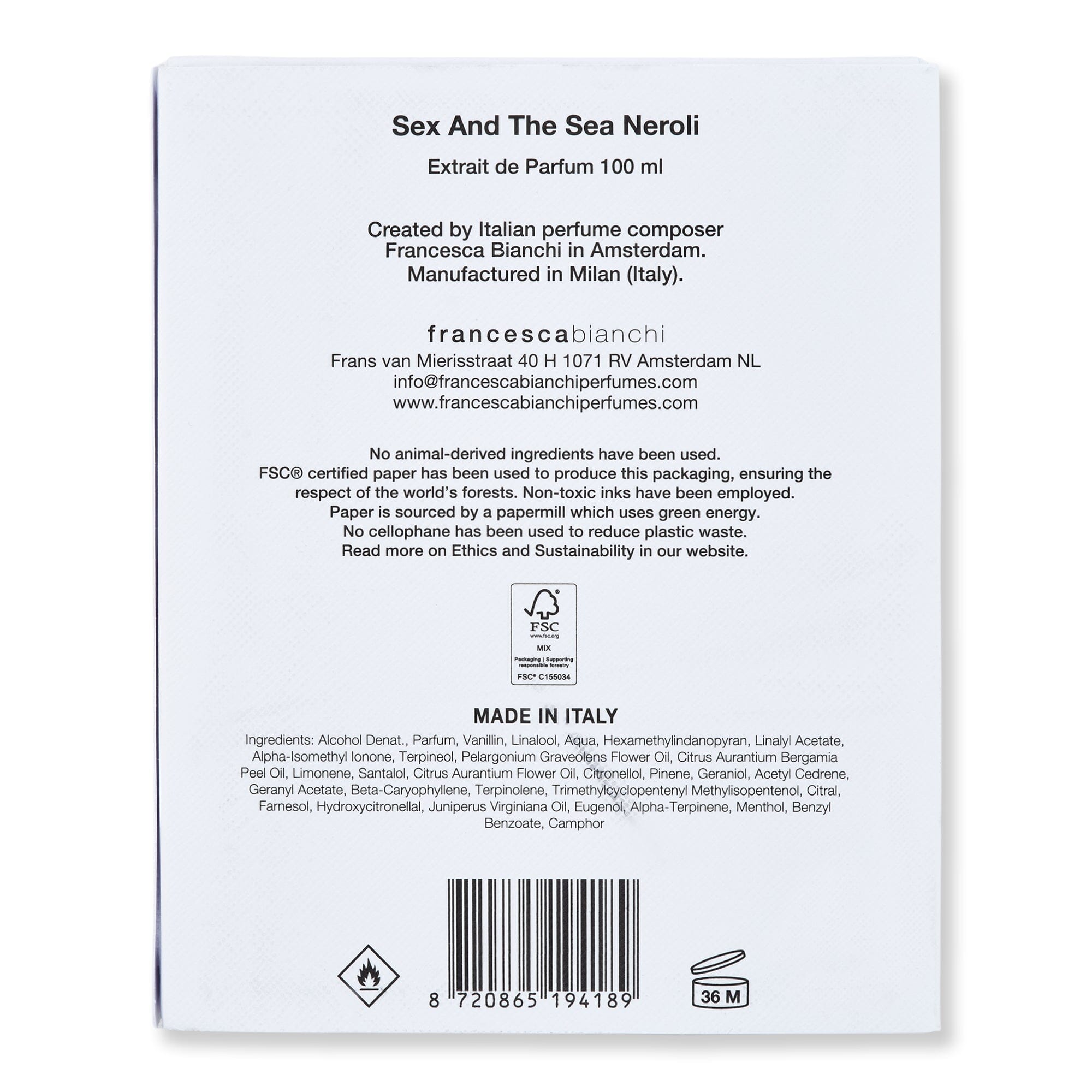 Francesca Bianchi Francesca Bianchi Sex And The Sea Neroli Extrait de Parfum Perfume 