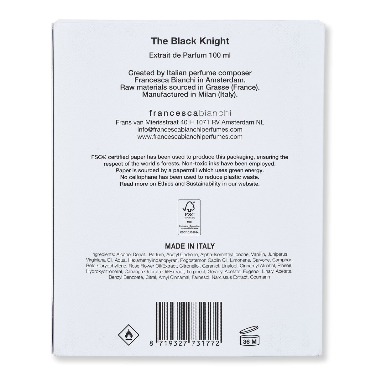 Francesca Bianchi Francesca Bianchi The Black Knight Extrait de Parfum Perfume 
