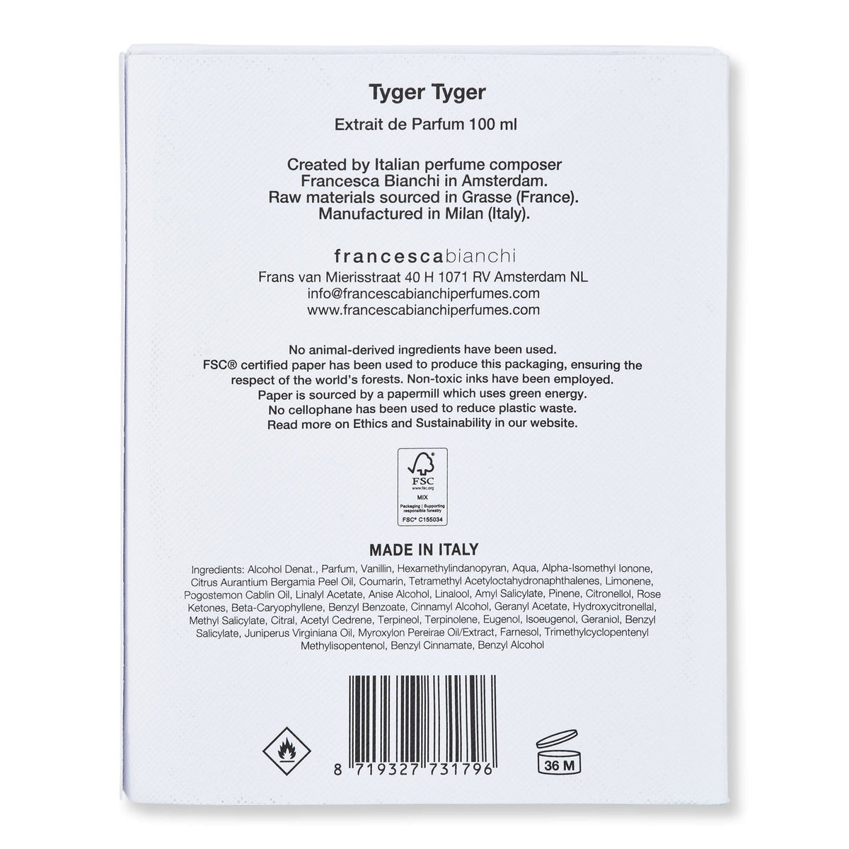 Francesca Bianchi Francesca Bianchi Tyger Tyger Extrait de Parfum Perfume 