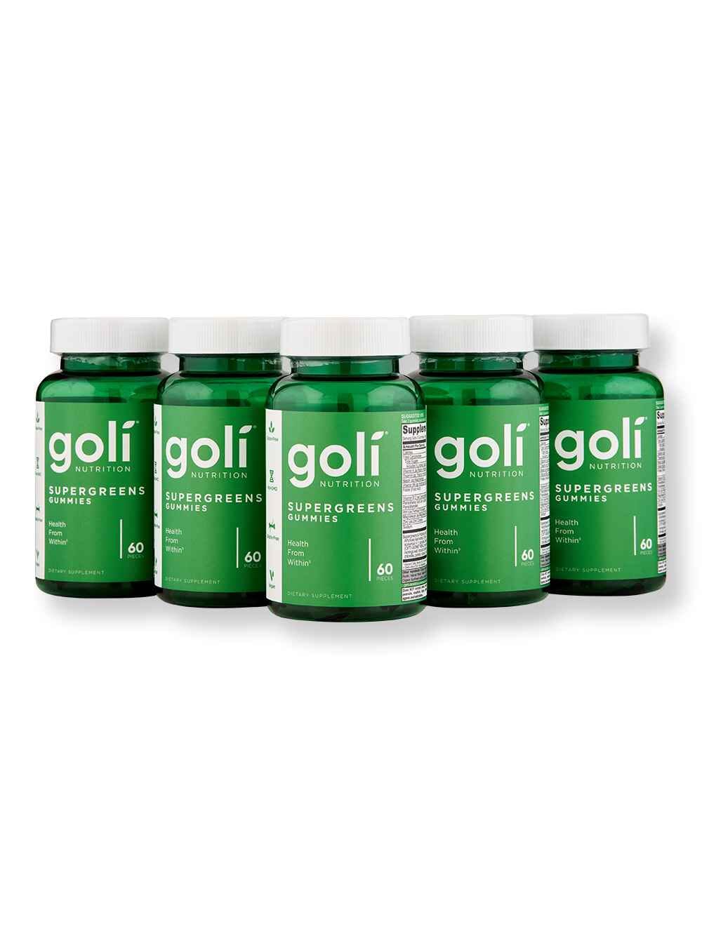 Goli Nutrition Goli Nutrition Supergreens Gummies 60 Ct Pack of 5 Wellness Supplements 