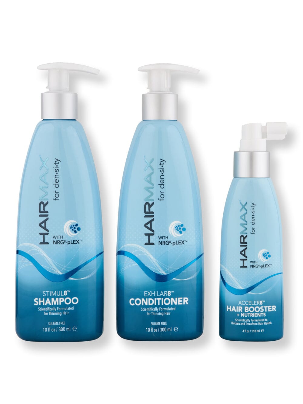 HairMax HairMax Stimul8 Shampoo & Exhilar8 Conditioner 10 oz + Acceler8 Hair Booster 4.25 oz Hair Care Value Sets 