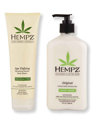 Hempz Hempz Age Defying Herbal Body Wash 8.5 oz & Original Herbal Body Moisturizer 17 oz Bath & Body Sets 