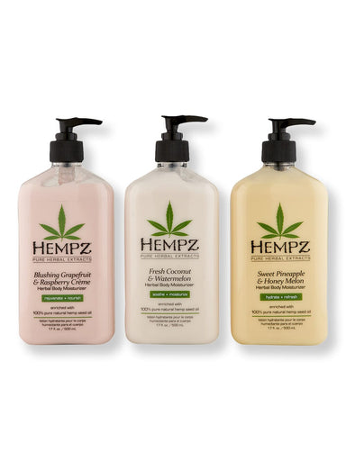 Hempz Hempz Blushing Grapefruit & Raspberry Creme, Sweet Pineapple & Honey Melon, & Fresh Coconut & Watermelon Herbal Body Moisturizer 17 oz Body Lotions & Oils 