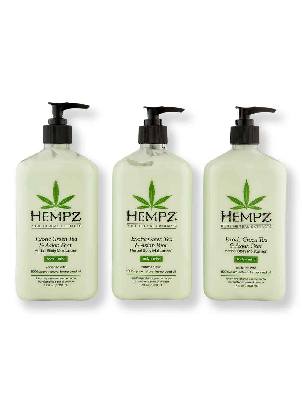 Hempz Hempz Exotic Green Tea & Asian Pear Herbal Body Moisturizer 3 Ct 17 oz Body Lotions & Oils 