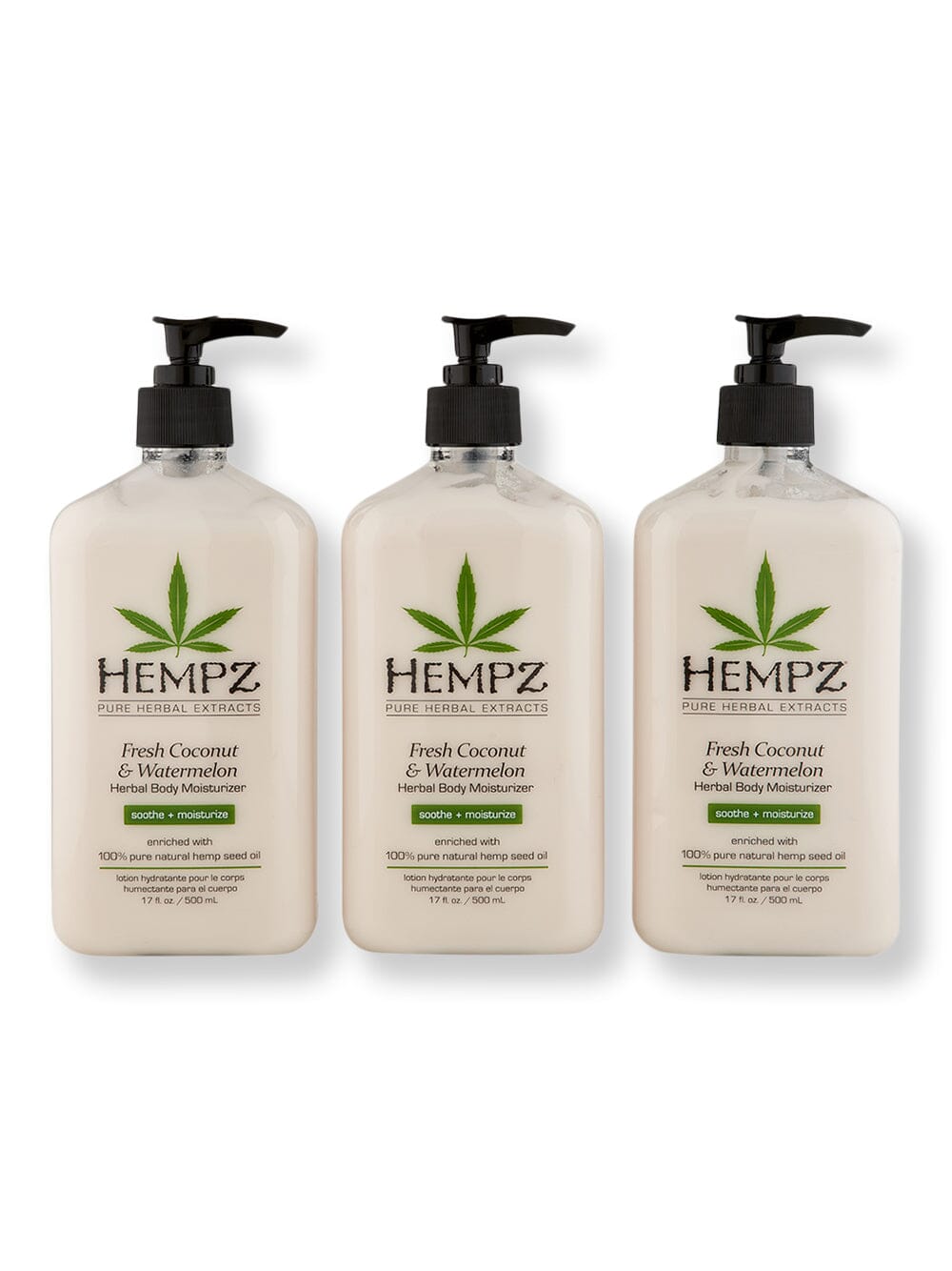 Hempz Hempz Fresh Coconut & Watermelon Herbal Body Moisturizer 3 Ct 17 oz Body Lotions & Oils 