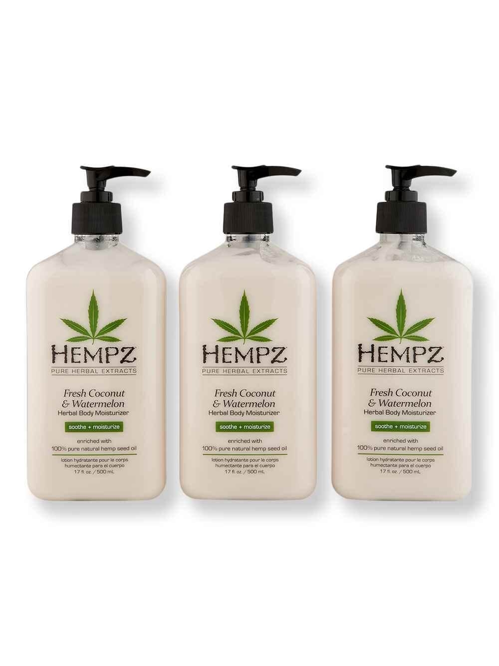 Hempz Hempz Fresh Coconut & Watermelon Herbal Body Moisturizer 3 Ct 17 oz Body Lotions & Oils 