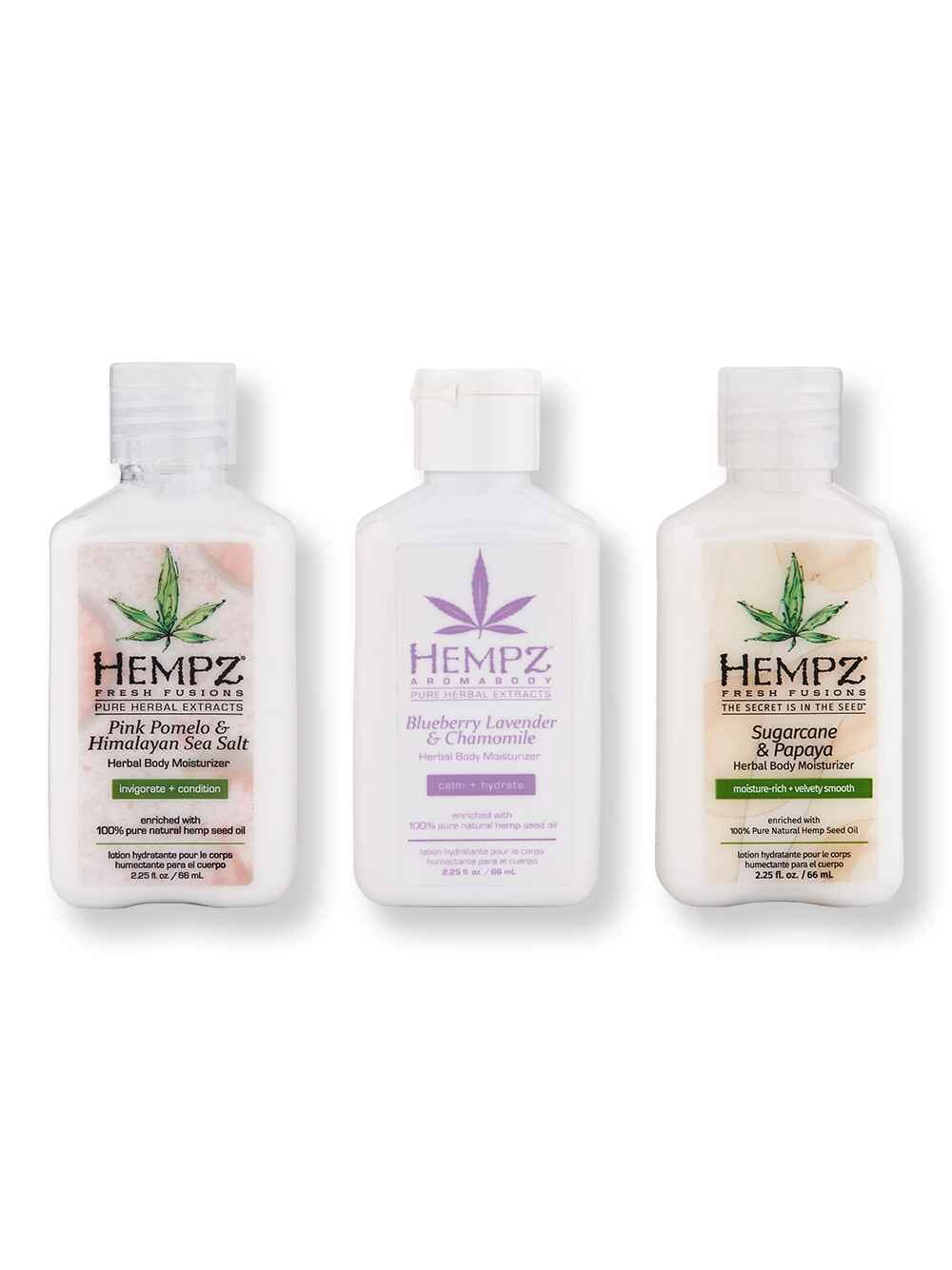 Hempz Hempz Herbal Body Moisturizers Blueberry Lavender & Chamomile 2.25oz, Sugarcane & Papaya 2.25oz, & Pink Pomelo & Himalayan Sea Salt 2.25oz Body Lotions & Oils 
