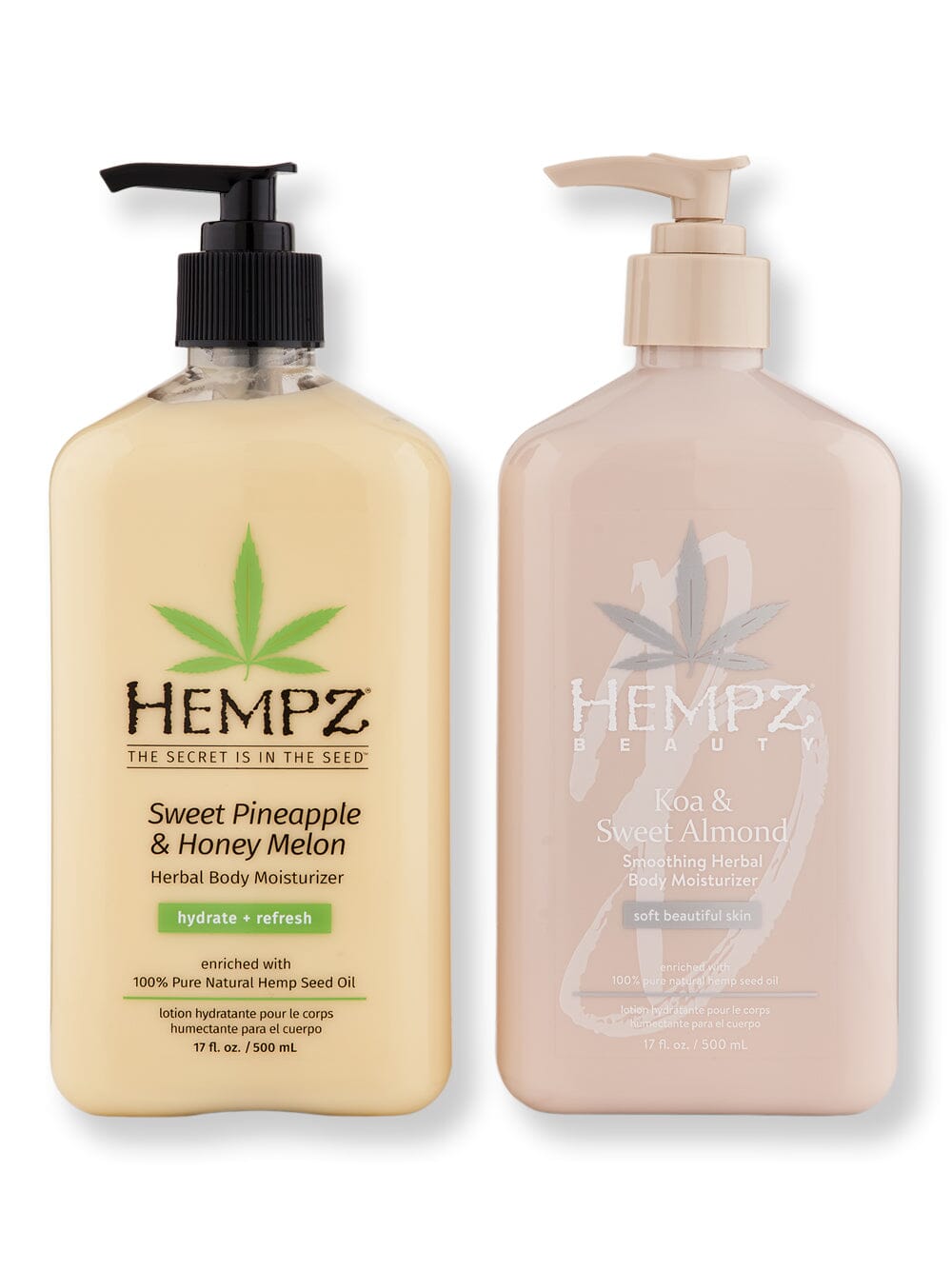 Hempz Hempz Koa & Sweet Almond Body Moisturizer 17oz & Sweet Pineapple & Honey Melon Herbal Body Moisturizer 17oz Body Lotions & Oils 