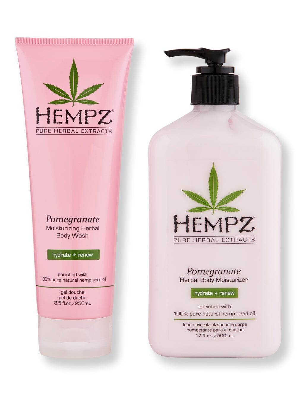 Hempz Hempz Pomegranate Herbal Body Wash 8.5 oz & Pomegranate Herbal Body Moisturizer 17 oz Bath & Body Sets 