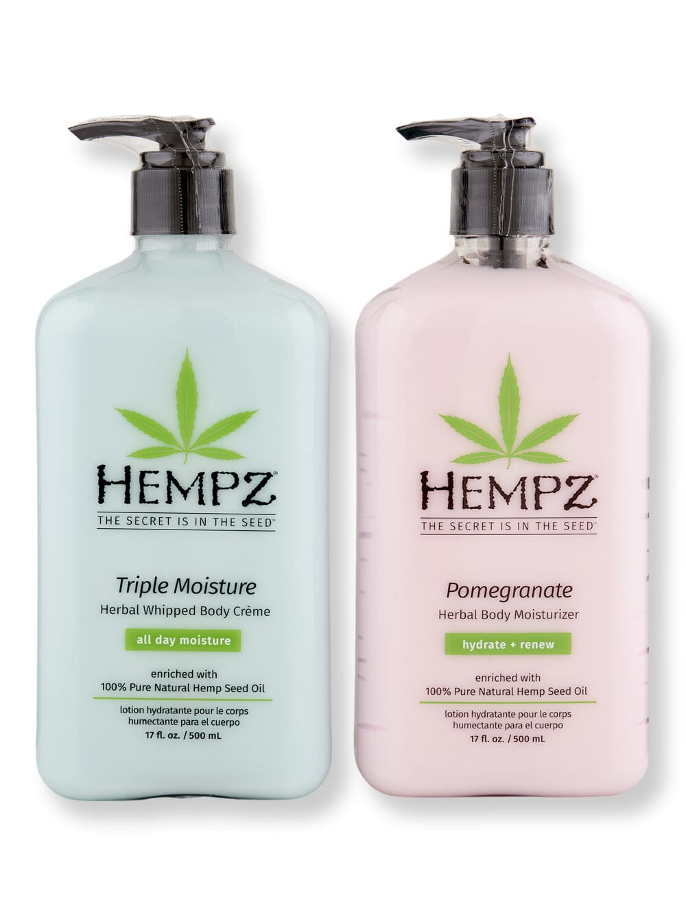 Hempz Hempz Triple Moisture Herbal Whipped Body Creme 17oz & Pomegranate Herbal Body Moisturizer 17oz Bath & Body Sets 