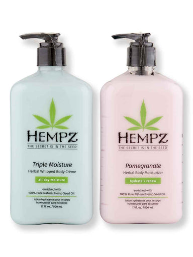 Hempz Hempz Triple Moisture Herbal Whipped Body Creme 17oz & Pomegranate Herbal Body Moisturizer 17oz Bath & Body Sets 