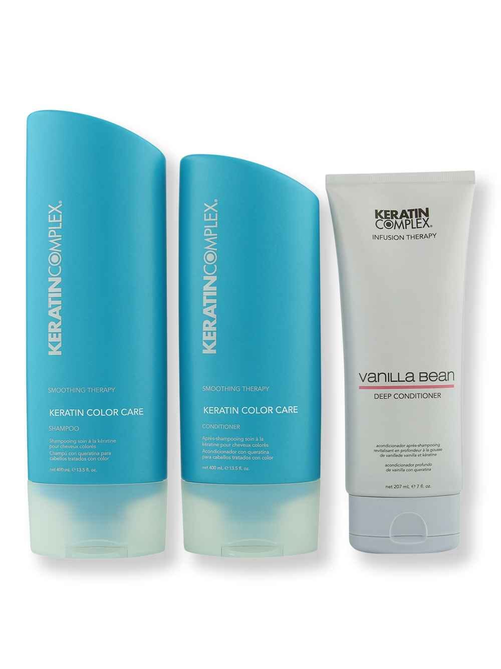 Keratin Complex Keratin Complex Keratin Color Care Shampoo & Conditioner 13.5 oz & Vanilla Bean Deep Conditioner 7 oz Hair Care Value Sets 